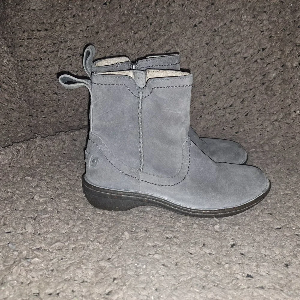 UGG-Neevah-Gray Suede/Shearling Lined-Side Zip Booties-Sz 7-Excellent Excellent